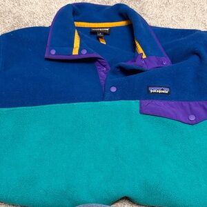 Patagonia Teal, Navy & Purple Colorblock Snap-T Pullover